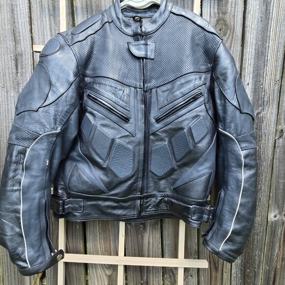 Echtes Leder Mens Leather Motorcycle Jacket Padded Genuine Moto Rider Biker 42 - Picture 1 of 14